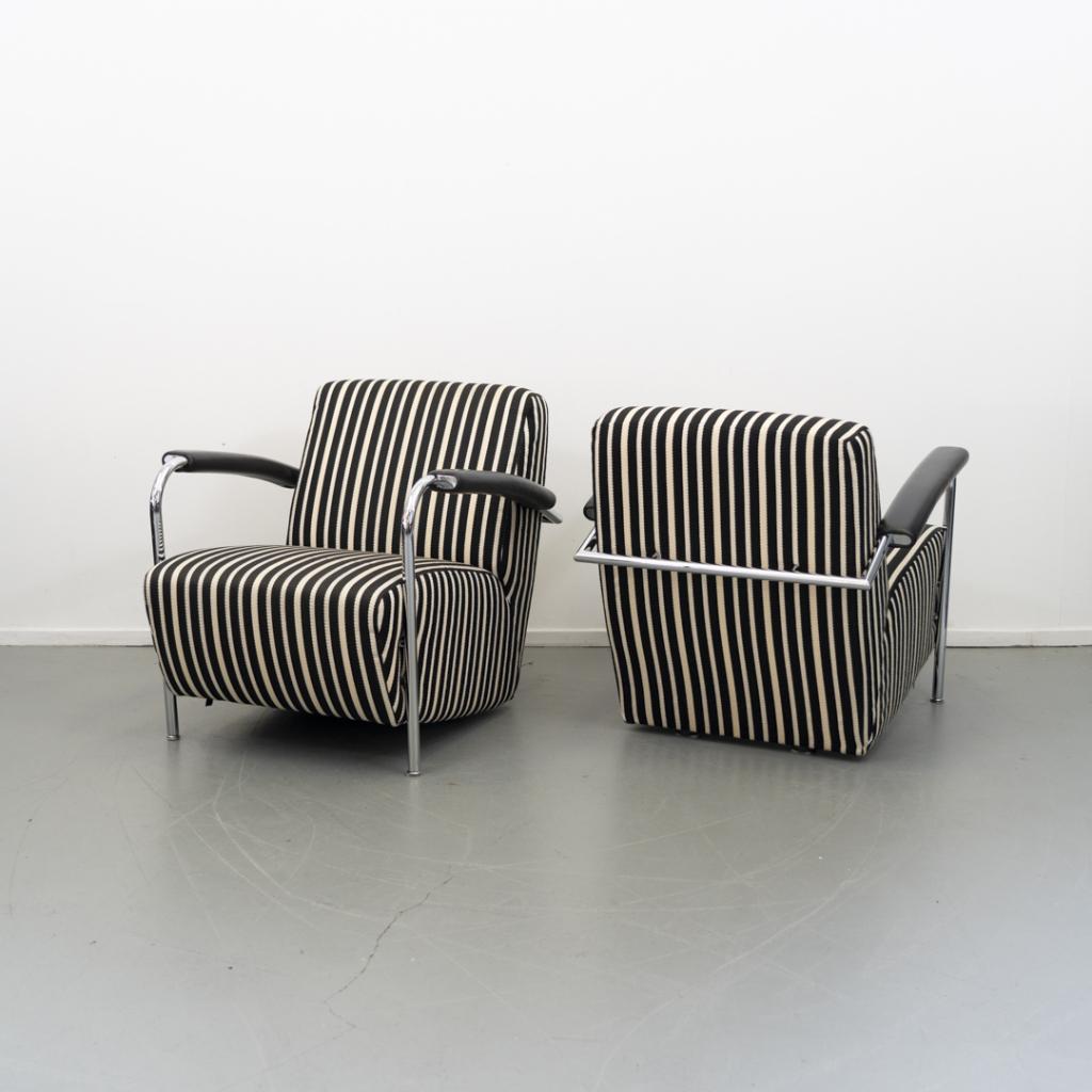 2x Leolux Scylla fauteuils zwart/wit gestreept, Huis en Inrichting, Niet ingevuld, Niet ingevuld, Ophalen of Verzenden, Zo goed als nieuw