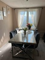 Marmeren eettafel met 6 stoelen, Overige materialen, 100 tot 150 cm, Ophalen of Verzenden, Zo goed als nieuw