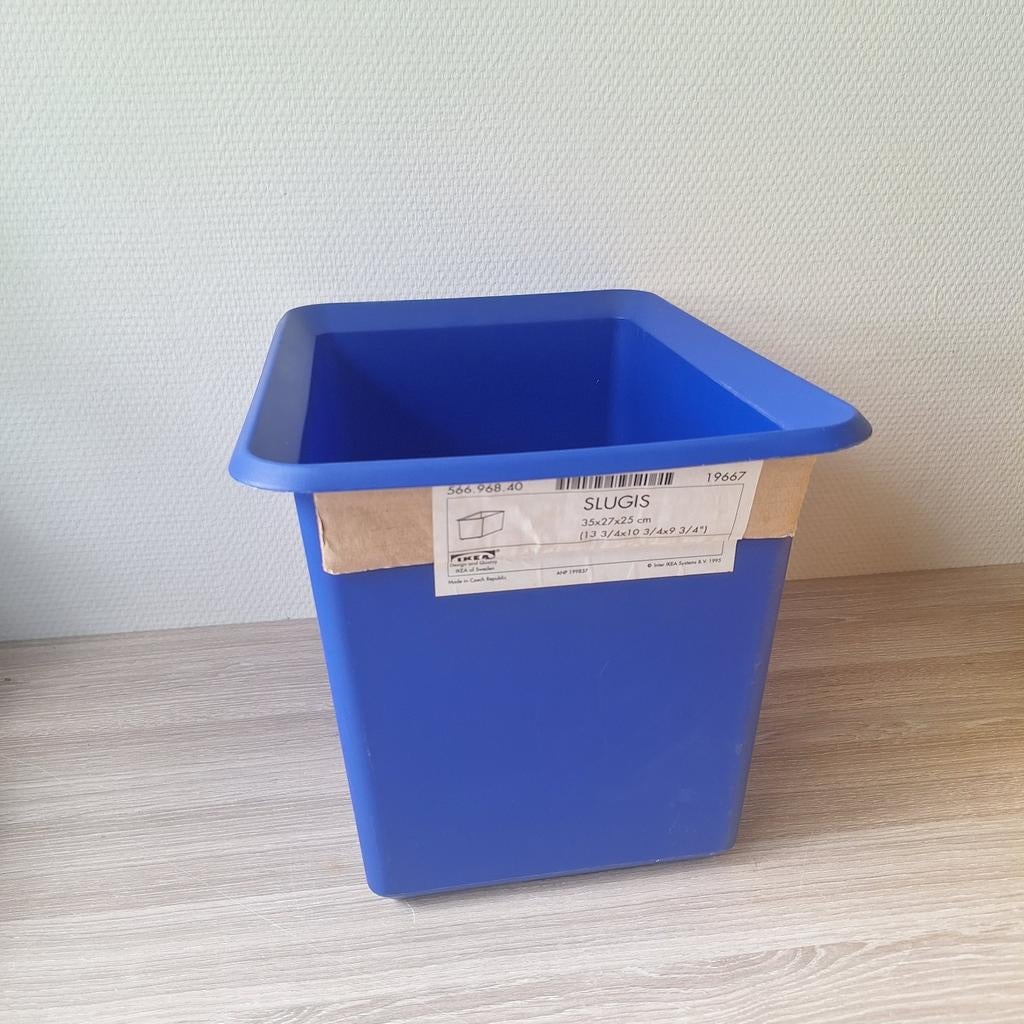 Vintage Ikea Slugis blauwe opbergbak (design Hagberg), Minder dan 50 cm, Ophalen of Verzenden, Zo goed als nieuw, Minder dan 50 cm