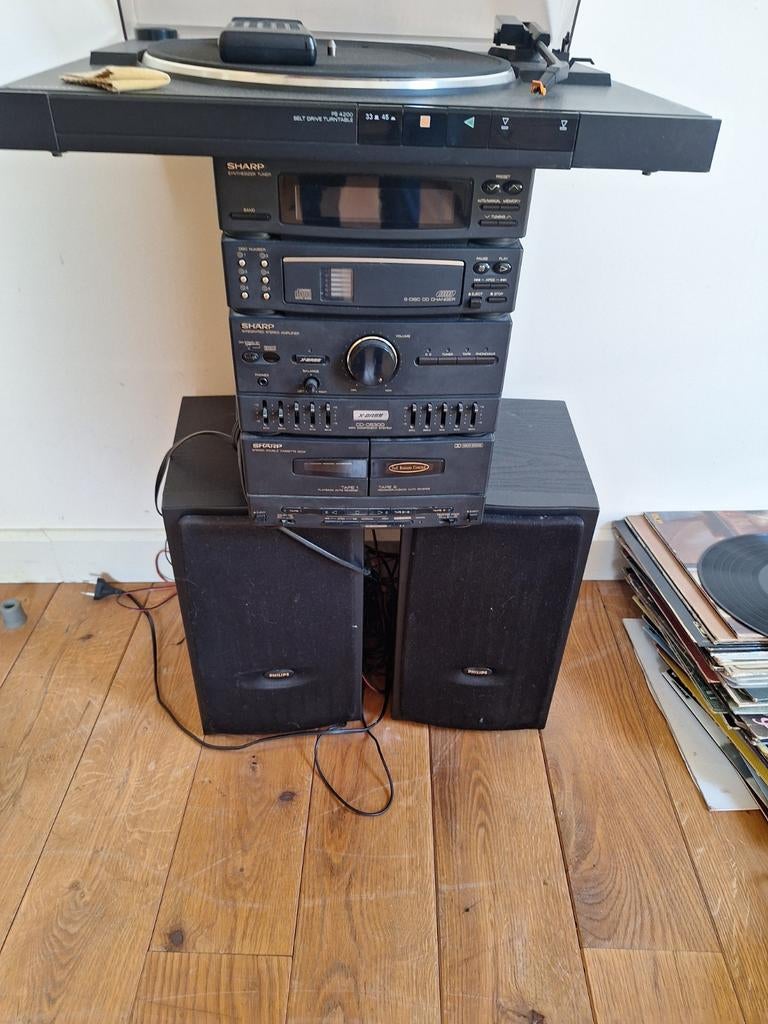 Vintage Stereo Installatie: Sharp, Philips & Grundig, Gebruikt, Tuner of Radio, Sharp, Losse componenten