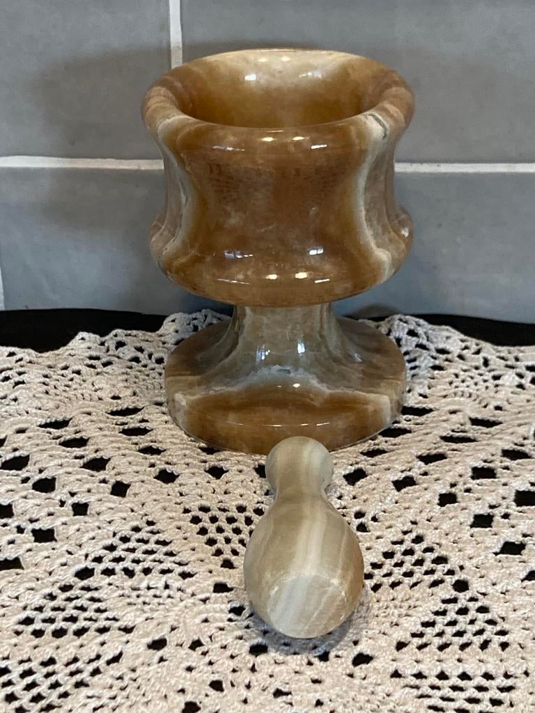 Vijzel met stamper, marmer (160426c), Ophalen of Verzenden, Gebruikt, Natuurlijk materiaal