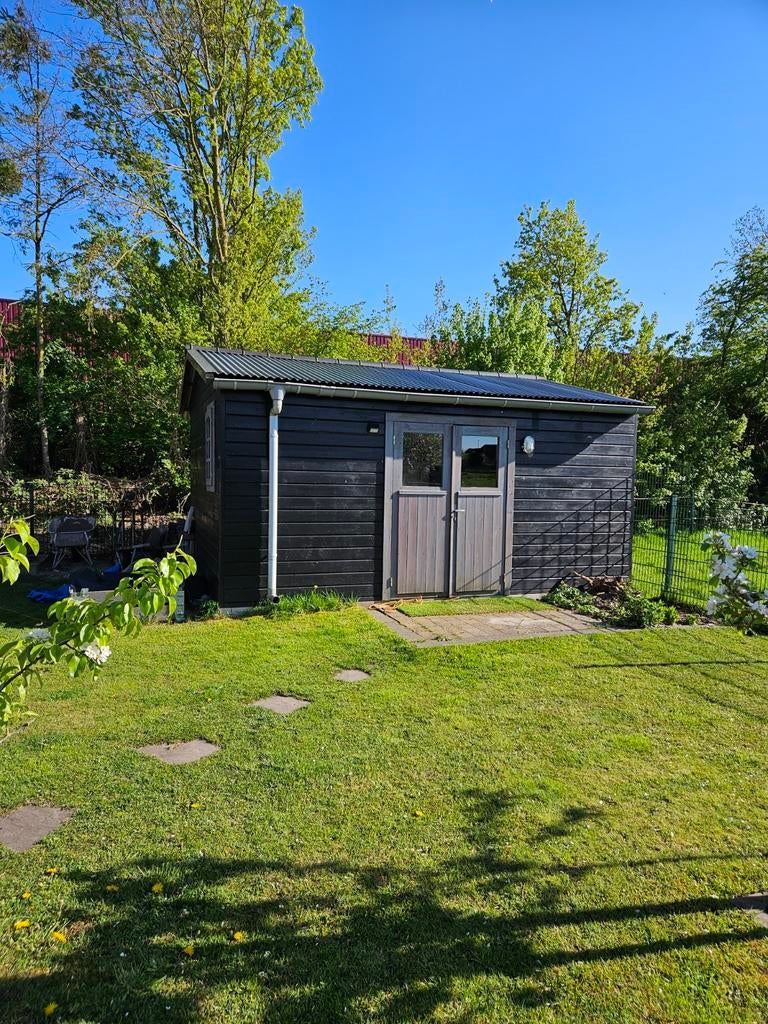 Houten schuur 4x5 meter, Tuin en Terras, Tuinhuizen, Gebruikt, 250 tot 500 cm, Schuur, Ophalen of Verzenden