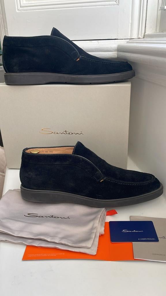 Santoni loafers zwart  45, Kleding | Heren, Schoenen, Ophalen of Verzenden, Zo goed als nieuw, Zwart, Loafers