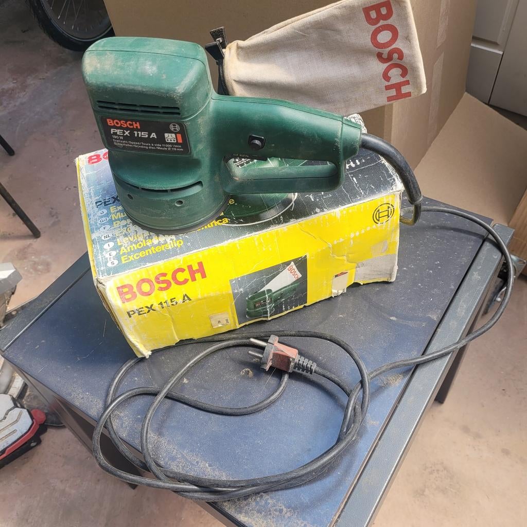 Bosch PEX 115 A Excentrische Schuurmachine, Ophalen of Verzenden, Gebruikt, Minder dan 600 watt, Excentrische schuurmachine