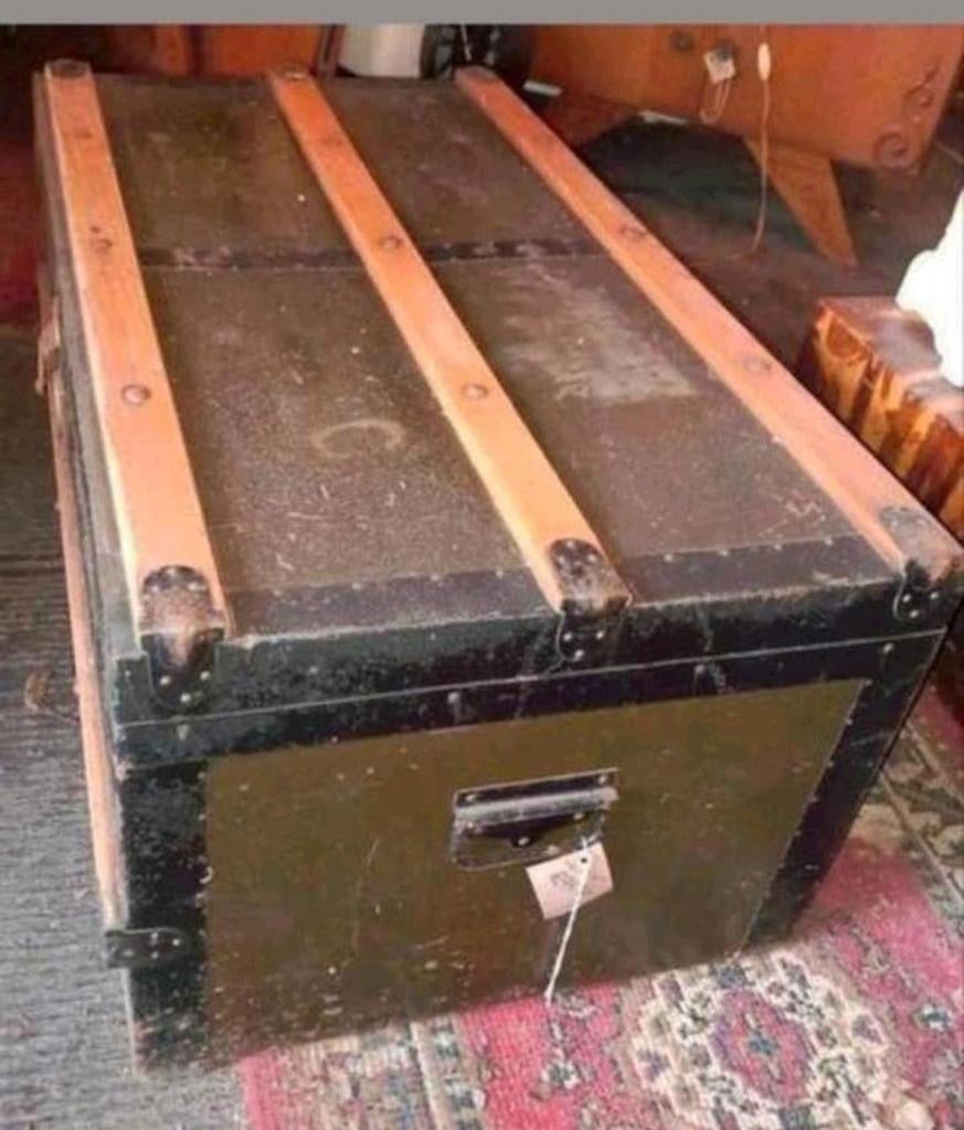 Vintage hutkoffer / opbergkist, Huis en Inrichting, Woonaccessoires | Kisten, Overige houtsoorten, Gebruikt, 100 tot 150 cm, 50 tot 75 cm