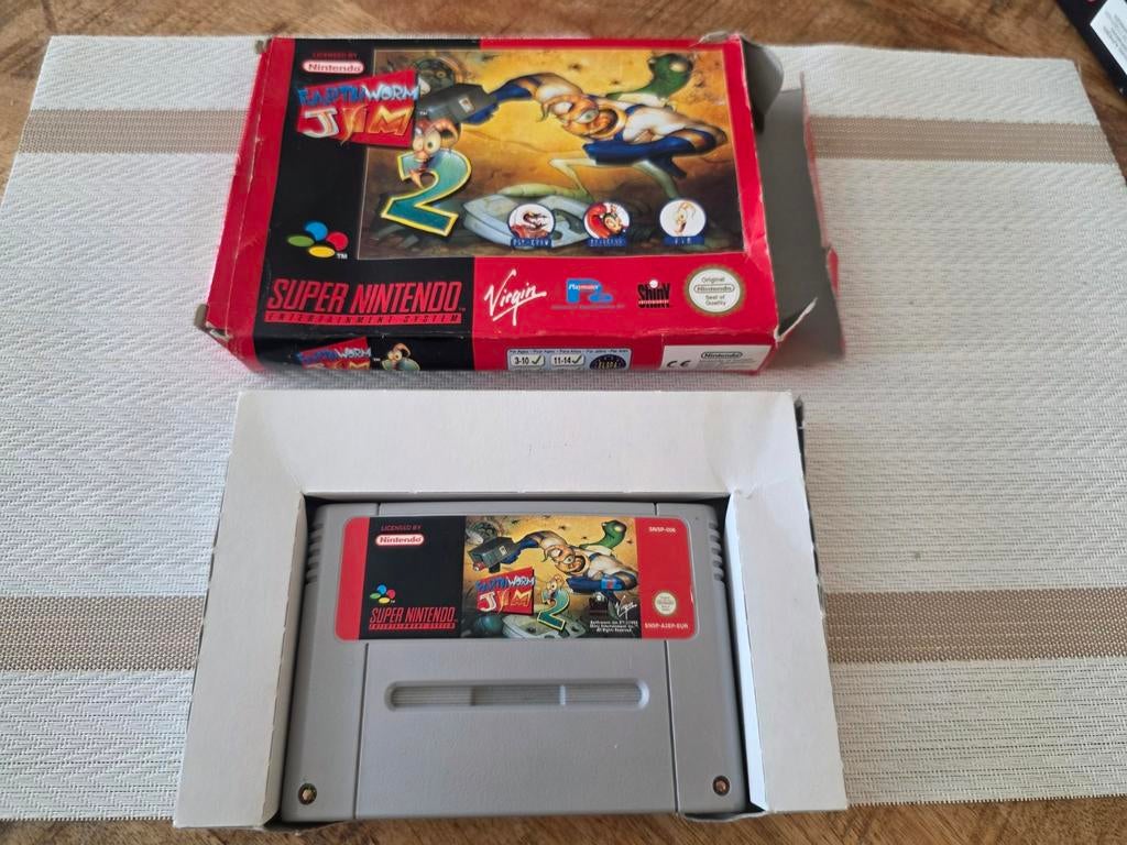 Earthworm Jim 2 - Super Nintendo (SNES) - Compleet in doos, Spelcomputers en Games, Games | Nintendo Super NES, Avontuur en Actie