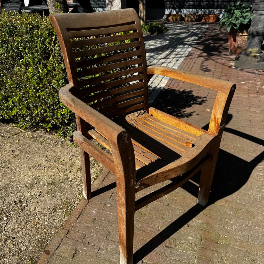 3 teak tuinstoelen, Ophalen, Zo goed als nieuw, Teakhout