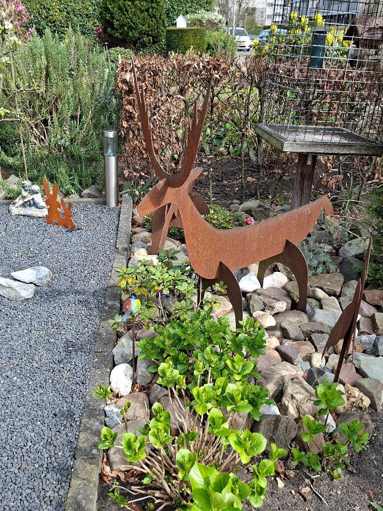 Hert, staal, Tuin en Terras, Tuinbeelden, Ophalen, Gebruikt, Metaal, Dierenbeeld