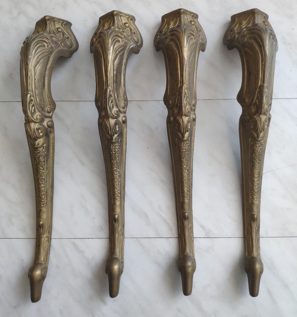 4 antieke koperen tafelpoten salontafel Hollywood Regency, Ophalen, Koper