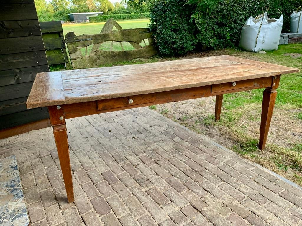Tafel, Huis en Inrichting, Tafels | Eettafels, Ophalen, Teakhout, 50 tot 100 cm, Zo goed als nieuw