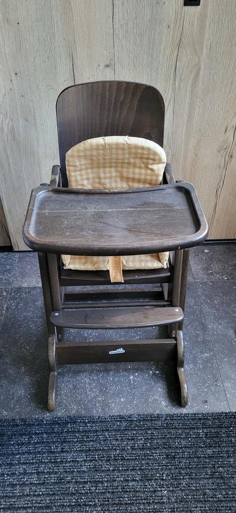 Houten kinderstoel met eetblad. Verstelbaar, Ophalen, Gebruikt, Overige typen