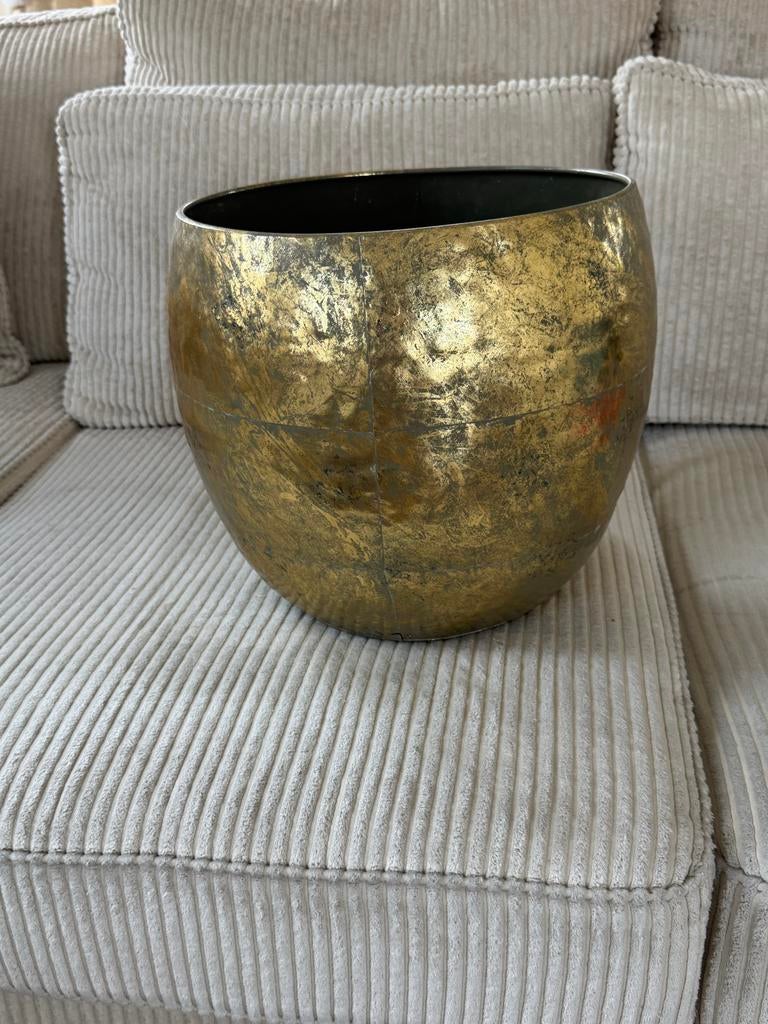 Gouden plantenpot - Decoratieve bloempot, 25 tot 40 cm, Rond, Binnen, Ophalen of Verzenden