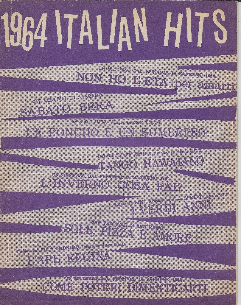 Mu86 bladmuziek: italiaanse hitsuit 1964 oa non ho léta, Ophalen of Verzenden, Gebruikt, Artiest of Componist, Populair