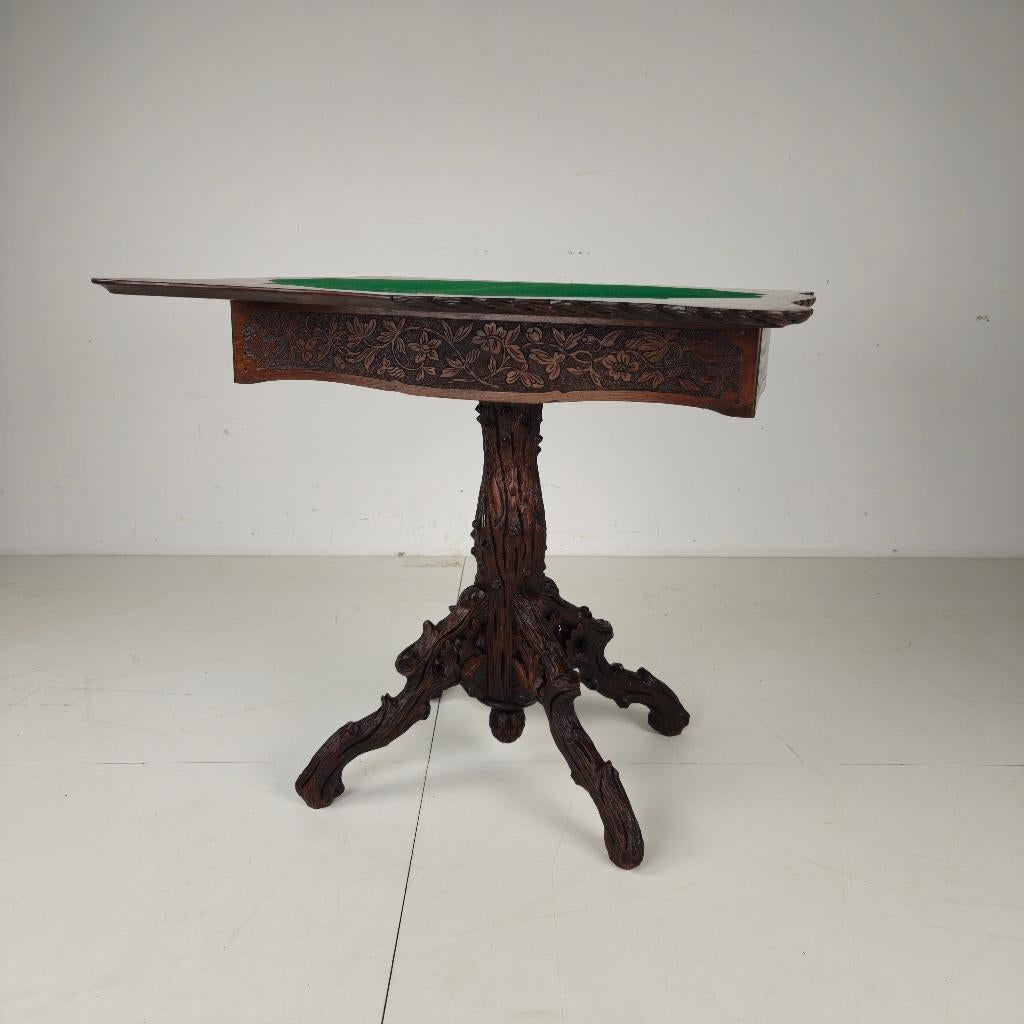 Black Forest Card Table by Horrix – 1880, Antiek en Kunst, Ophalen of Verzenden