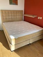 Tweepersoonsbed met matras en IKEA topper, Ophalen, Gebruikt, Beige, Tweepersoons