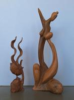 lot 2st Balinese houten beelden 34-54cm Bali Indonesië, Antiek en Kunst, Kunst | Beelden en Houtsnijwerken, Ophalen of Verzenden
