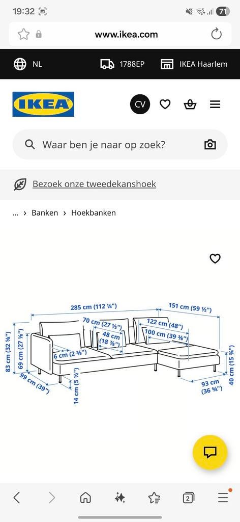 IKEA Söderhamn hoekbank, Ophalen