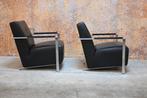 ZGANieuw! 2 zwarte leren Harvink Alowa design fauteuils, Huis en Inrichting, Fauteuils, Harvink, Harvink, 75 tot 100 cm, Ophalen of Verzenden