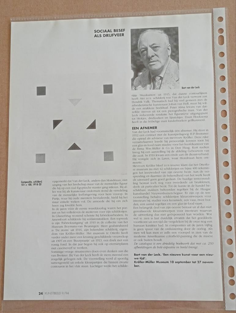 Bart van der Leck 4 artikels, Ophalen of Verzenden, 1980 tot heden, Tijdschrift