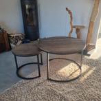 Set van 2 salontafels, bijzettafels, Minder dan 55 cm, Gebruikt, Rond, Hout