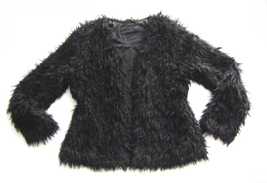 nep bont teddy flokati jas goth punk rock cyber rave festiva, Kleding | Dames, Jassen | Winter, Verzenden, Zwart, Zo goed als nieuw