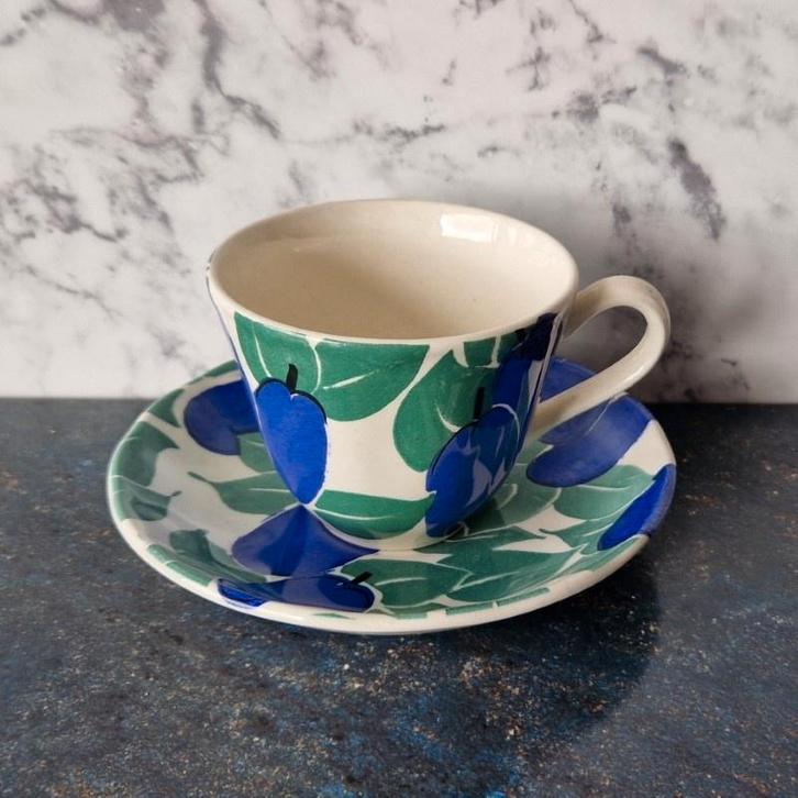 Grindley England kop en schotels Garden fruits voor DE, Antiek en Kunst, Antiek | Servies los, Ophalen of Verzenden