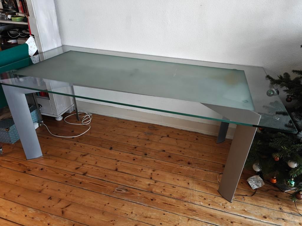 Glazen design eettafel lc6 Corbusier lookalike 190 x 100, Huis en Inrichting, Tafels | Eettafels, Ophalen, Gebruikt, 100 tot 150 cm