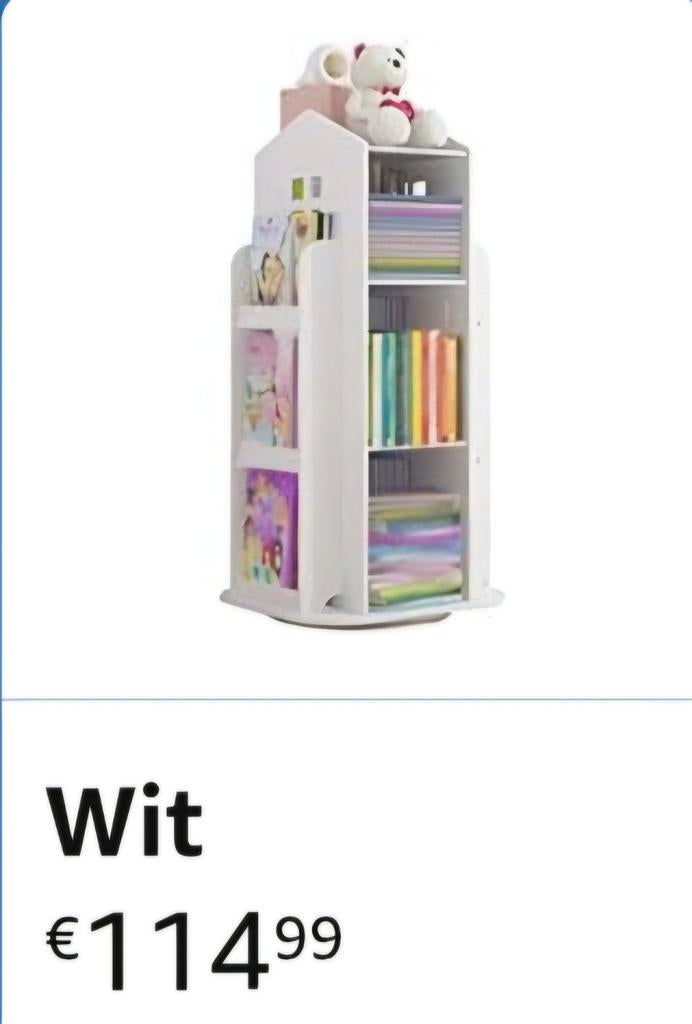 Draaibaar Boekenkastje voor Kinderkamer - Wit, Huis en Inrichting, Kasten | Boekenkasten, Nieuw, Minder dan 50 cm, 100 tot 150 cm