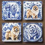Chow Chow Delfts Blauw onderzetters met houder, Ophalen of Verzenden, Nieuw, Glas of Kopje