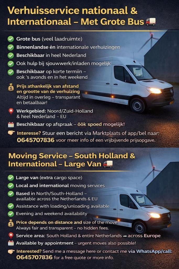 🚛 Vandaag verhuizen? | Vanaf €50 | NL & EU | Snelle service, Verhuizen binnen Nederland