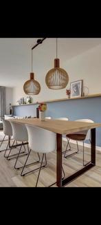 Eettafel set eiken 220x100 + 6 stoelen, Ophalen, Kunststof, 200 cm of meer, 50 tot 100 cm