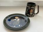 Vintage aardewerk bord en mok Hugo Köhler Biel Zwitserland, Ophalen of Verzenden