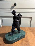 Vintage Bronzen Golfer Beeldje op Marmeren Voet, Ophalen of Verzenden