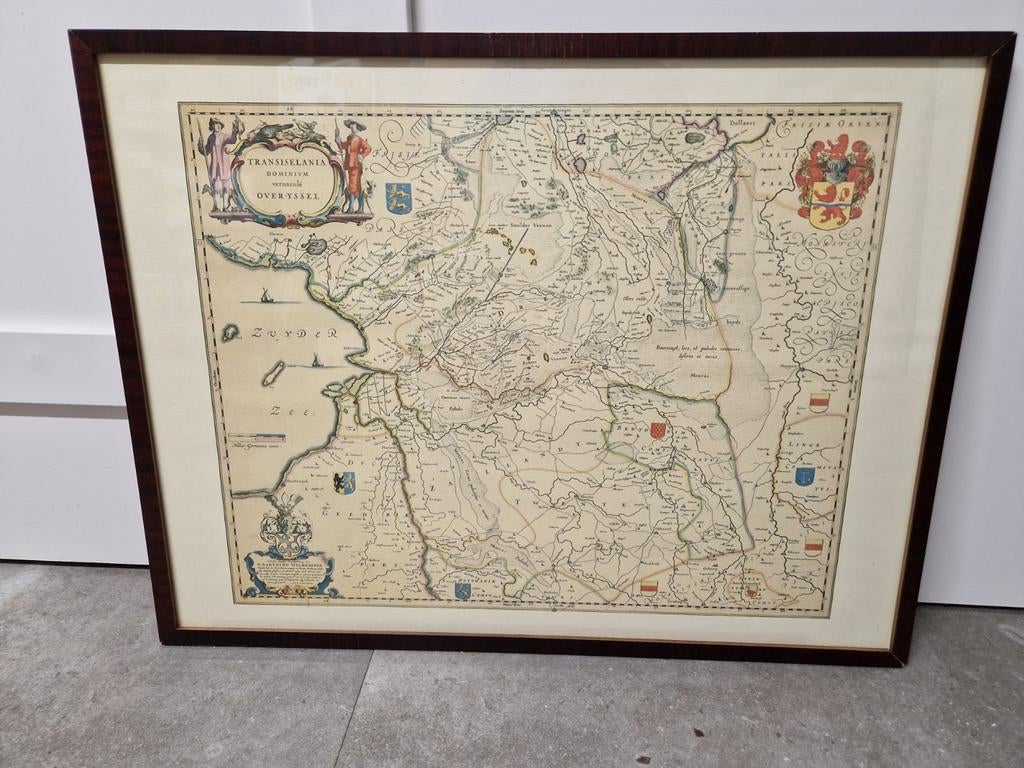 Oude prent - landkaart van Overijssel, Boeken, Atlassen en Landkaarten, Ophalen, Gelezen, 1800 tot 2000, Landkaart