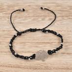 Handgemaakt Zwarte Macramé Armband - RVS Levensboom, Birgitta-Gracht 33, 6465 EL Kerkrade, Nederland, Verzenden, Kunststof of Plastic