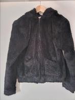 Leuke zwarte pluche jas maat 158/164, Kinderen en Baby's, Kinderkleding | Maat 158, Gebruikt, Meisje, H&M, Ophalen of Verzenden