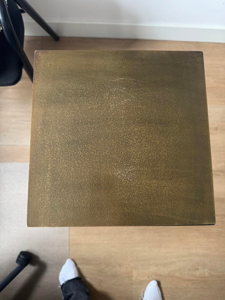 Zwart/Gouden Plantentafel, Ophalen, Minder dan 55 cm, Metaal of Aluminium, Vierkant