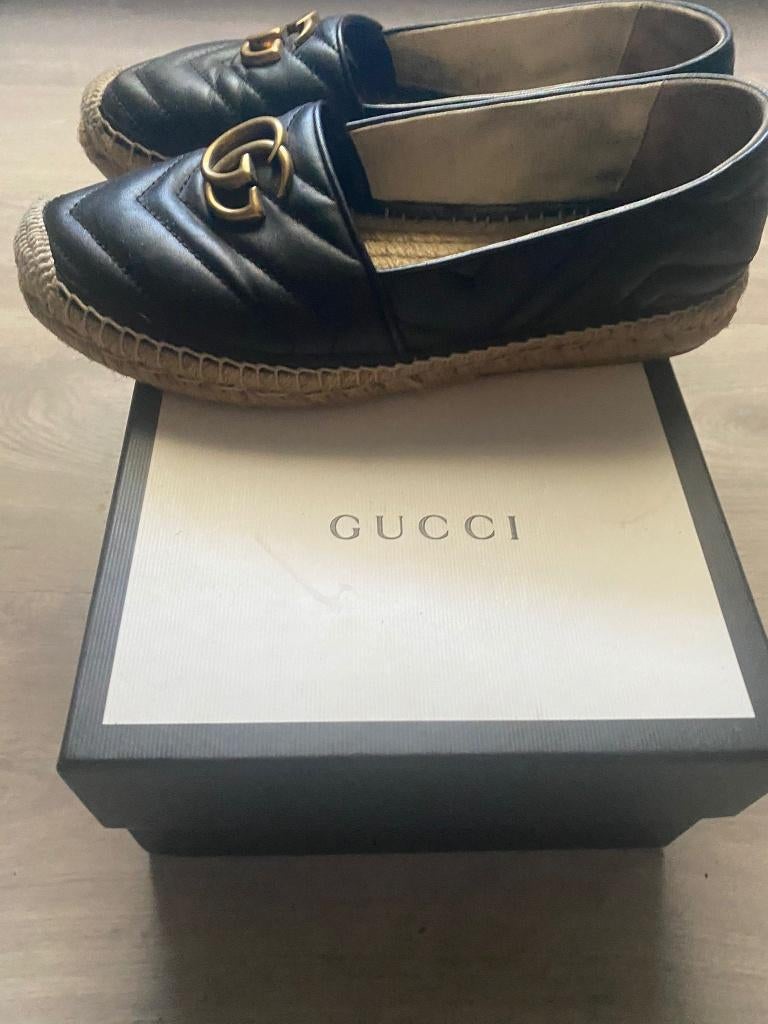 Gucci loafers/espadrilles leer origineel, Ophalen, Zwart, Gucci, Espadrilles of Moccasins