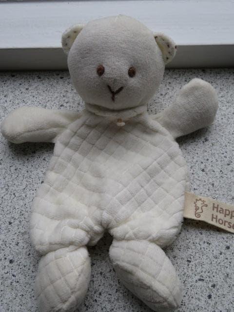 Knuffeldoek beer wit katoen merk Happy Horse, Beer, Happy Horse, Ophalen of Verzenden, Zo goed als nieuw