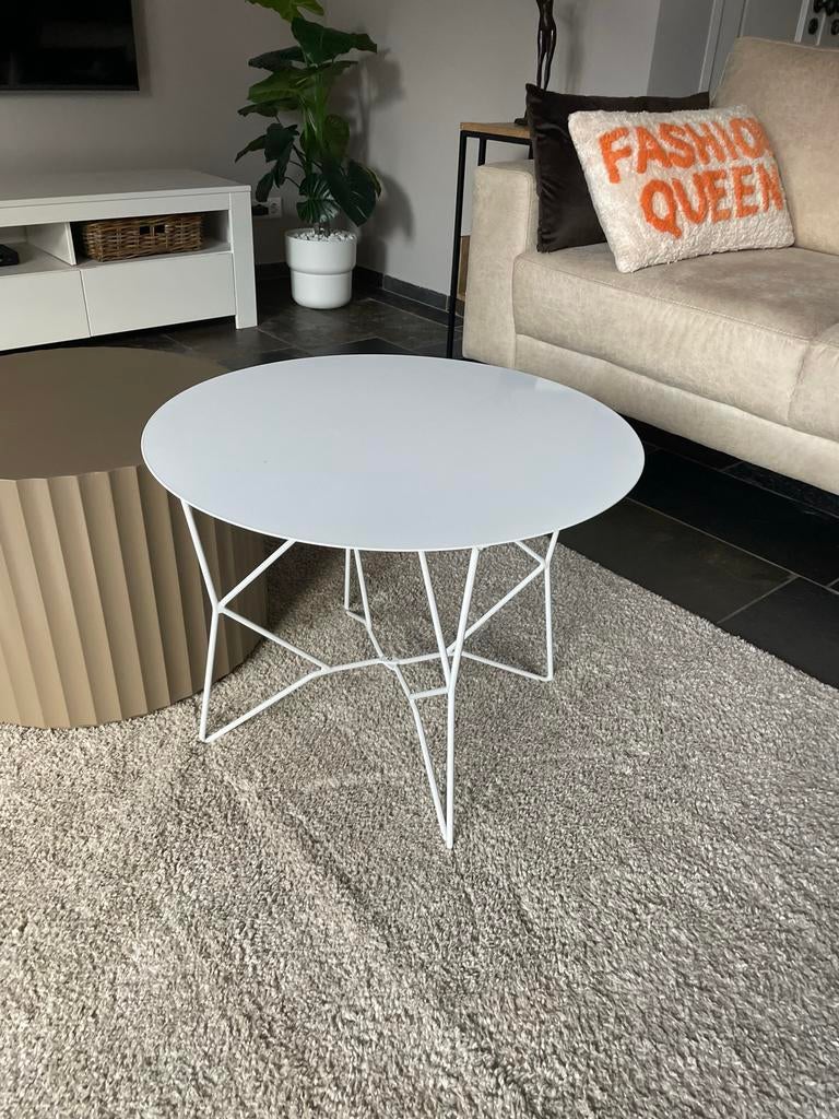 Witte Zuiver Webframe salontafel, vintage, Ophalen of Verzenden, Gebruikt