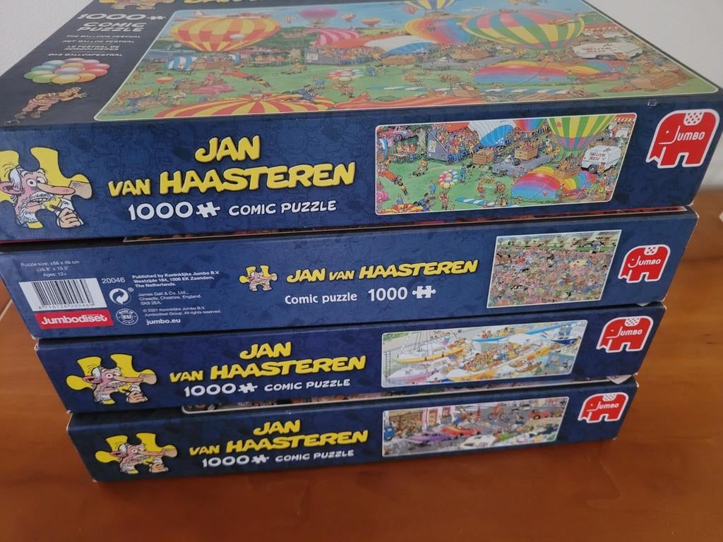 4x Jan van Haasteren puzzel 1000 stukjes, Ophalen of Verzenden, 500 t/m 1500 stukjes, Zo goed als nieuw, Legpuzzel