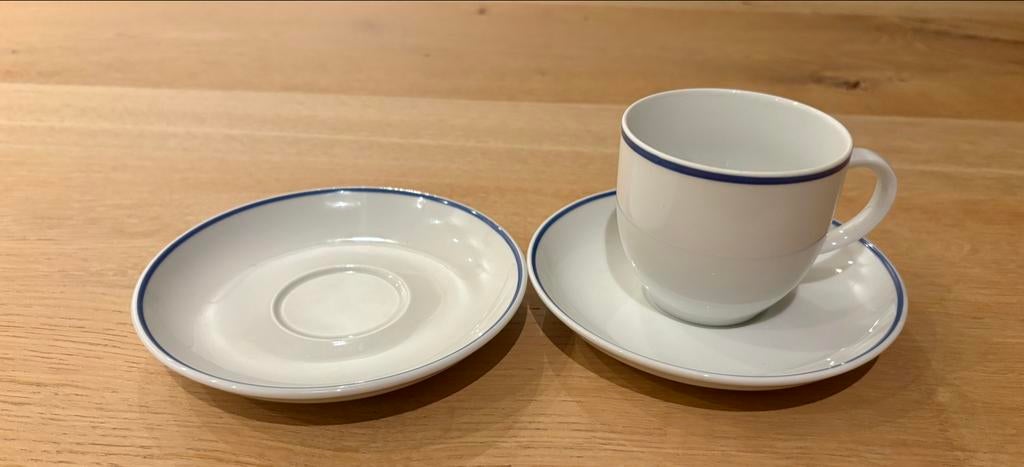 Vintage Geneviève Lethu koffiekopje met 2 schoteltjes (1995), Ophalen of Verzenden