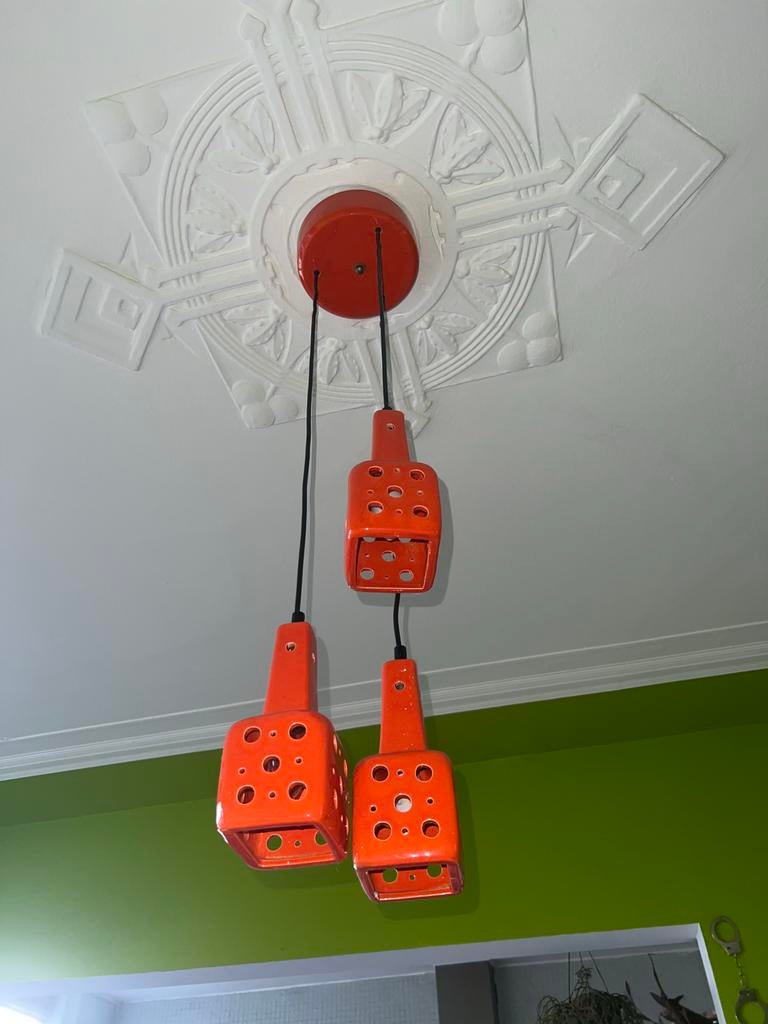 Keramische lava fat lamp space age 70's hanglamp, Huis en Inrichting, Lampen | Hanglampen, Ophalen of Verzenden, Gebruikt, Overige materialen