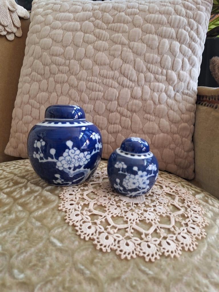 2 Brocante Gember Potten Prunusbloesem  ** Mimosa **, Ophalen of Verzenden