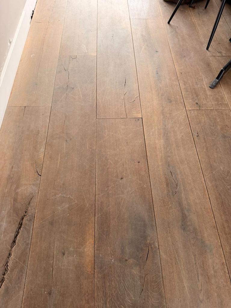 25 m2 massief eiken franse planken vloer, Doe-het-zelf en Verbouw, Vloerdelen en Plavuizen, Gebruikt, 10 m² of meer, 10 tot 30 cm