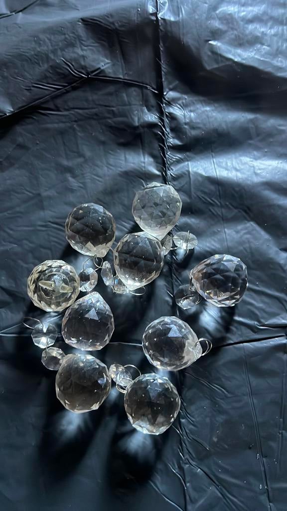 9 kristallen ballen voor kroonluchter lamp, Ophalen of Verzenden, Zo goed als nieuw, Glas