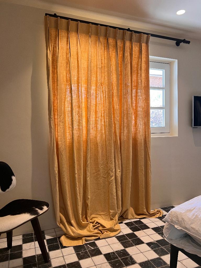 Vadain-Else gordijn (linnen), Ophalen of Verzenden, Zo goed als nieuw, 100 tot 150 cm, 200 cm of meer