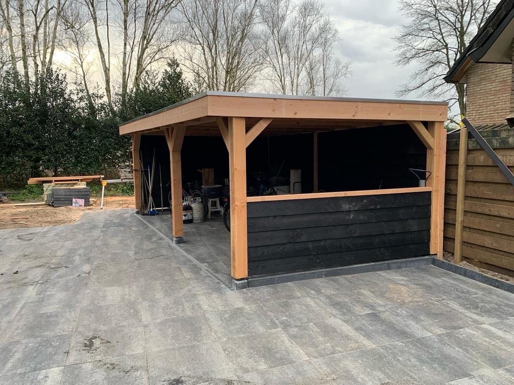 Veranda, schutting en carport combinatie vakkundig gebouwd, Tuin en Terras, Overkappingen, Ophalen of Verzenden, Nieuw, Veranda