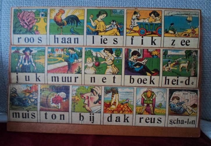 Leesplankje Roos, haan, Lies, Jaren '60. Katholieke versi, Verzamelen, Speelgoed, Gebruikt, Ophalen of Verzenden