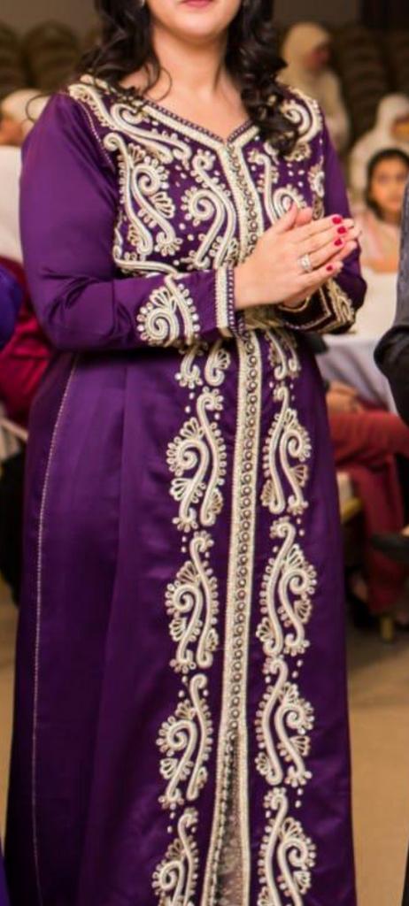 Caftan/Kaftan Paars/Goud, Kleding | Dames, Gelegenheidskleding, Maat 38/40 (M), Overige typen, Paars, Ophalen of Verzenden